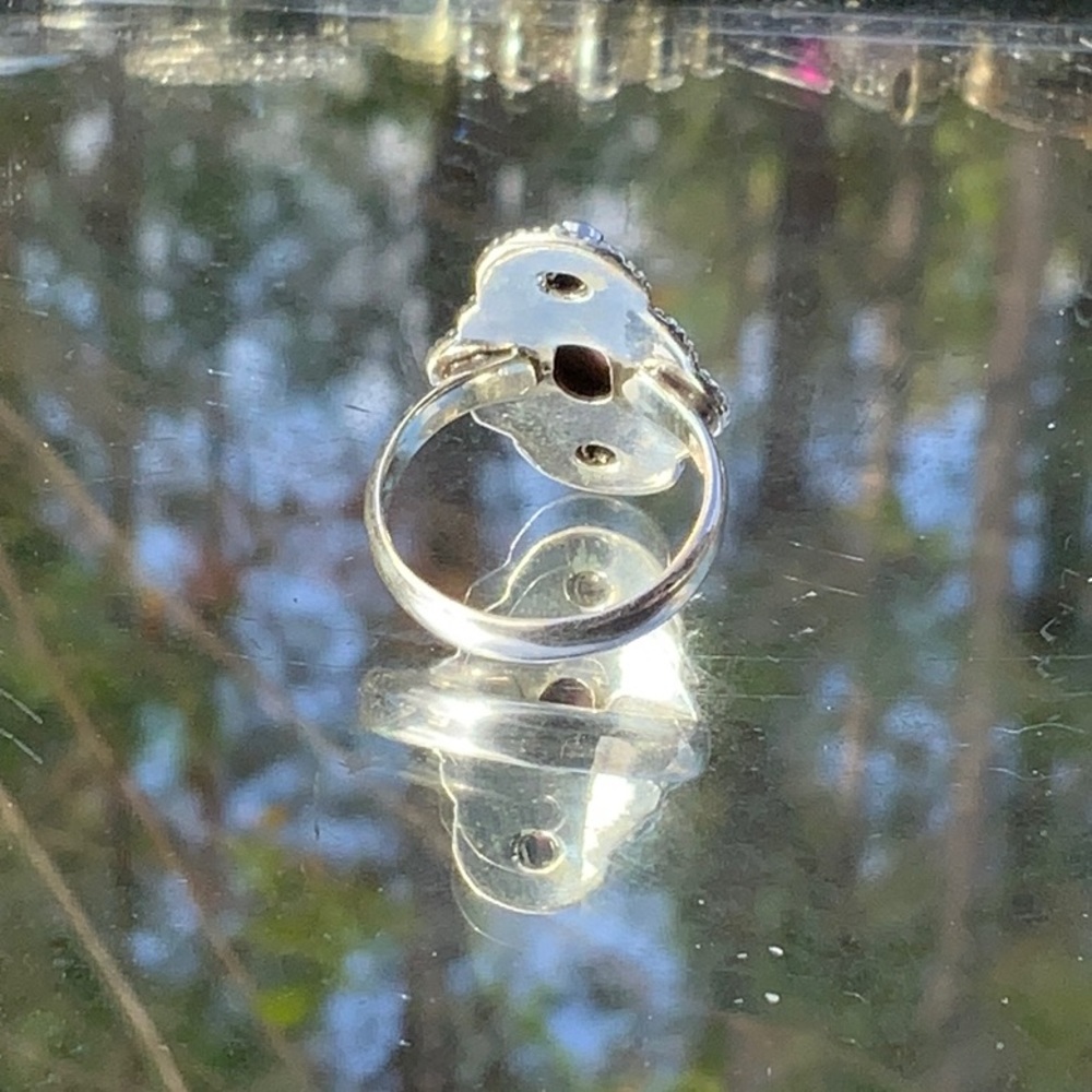 PINK THULITE & GARNET 925 STERLING SILVER RING, SIZE 7. - Picture 6 of 13